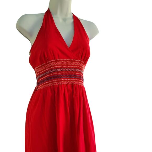 Vintage Forever 21 Y2K Babydoll Halter Red dress Coastal Boho Chic Indie Small - Picture 7 of 14